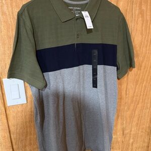 Banana Republic Men's Green and Gray Polo Shirt